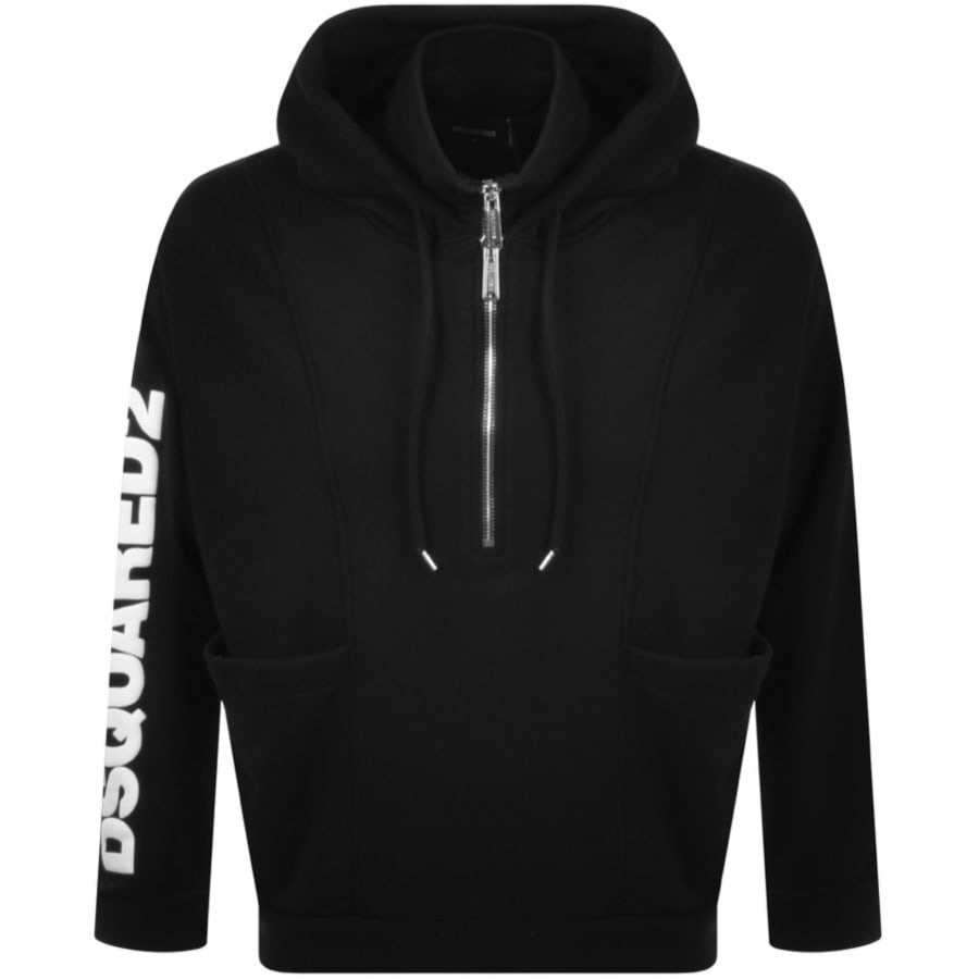 DSQUARED2 Double Neck Pullover Hoodie Black Mainline Menswear
